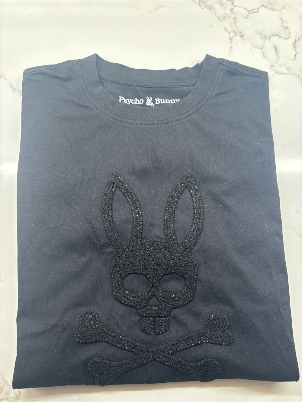 Psycho Bunny Womens Black Logo T-Shirt with sparkly logo